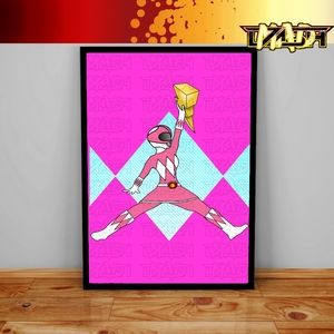 Custom Nike Air Jordan Power Rangers Poster Pink Ranger Wall Decor Print Poster